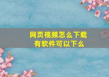 网页视频怎么下载 有软件可以下么