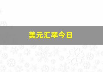 美元汇率今日