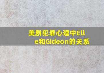 美剧犯罪心理中Elle和Gideon的关系