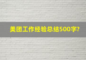 美团工作经验总结500字?