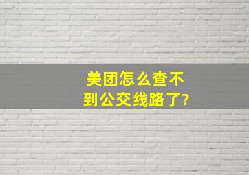 美团怎么查不到公交线路了?