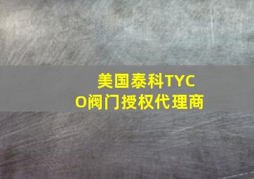 美国泰科TYCO阀门授权代理商