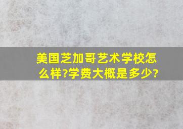 美国芝加哥艺术学校怎么样?学费大概是多少?