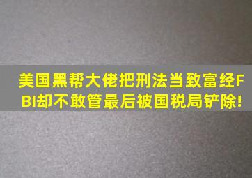 美国黑帮大佬把刑法当致富经,FBI却不敢管,最后被国税局铲除!