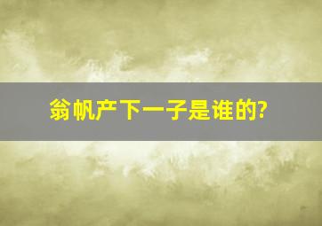 翁帆产下一子是谁的?