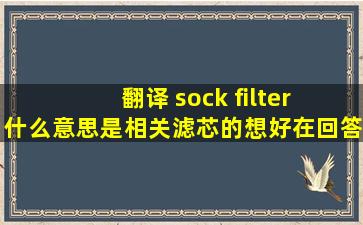 翻译 sock filter 什么意思,是相关滤芯的。想好在回答哦