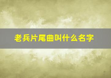 老兵片尾曲叫什么名字