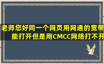 老师您好,同一个网页用网通的宽带能打开,但是用CMCC网络打不开(...