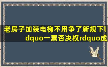 老房子加装电梯不用争了,新规下,“一票否决权”成为历史