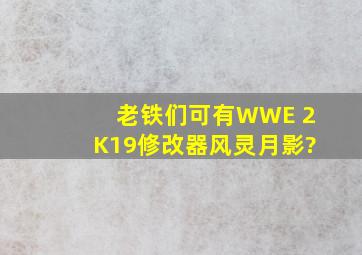 老铁们,可有WWE 2K19修改器风灵月影?