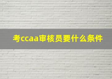 考ccaa审核员要什么条件