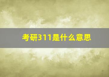 考研311是什么意思