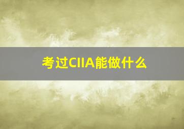 考过CIIA能做什么