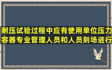 耐压试验过程中,应有使用单位压力容器专业管理人员和()人员到场进行...