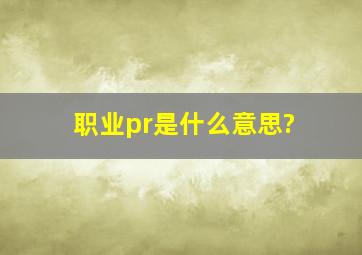 职业pr是什么意思?