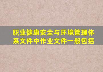 职业健康安全与环境管理体系文件中作业文件一般包括。