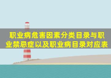 职业病危害因素分类目录与职业禁忌症以及职业病目录对应表