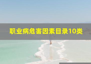 职业病危害因素目录10类