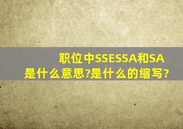 职位中SSE,SSA和SA是什么意思?是什么的缩写?