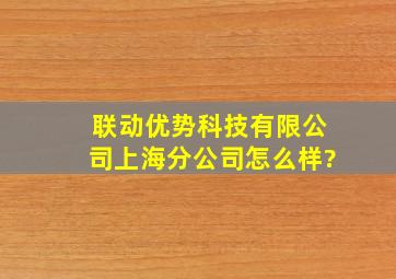 联动优势科技有限公司上海分公司怎么样?