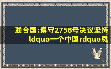 联合国:遵守2758号决议,坚持“一个中国”凤凰网视频