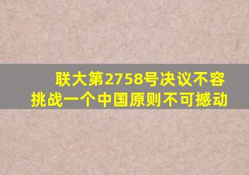 联大第2758号决议不容挑战,一个中国原则不可撼动