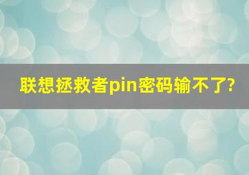 联想拯救者pin密码输不了?