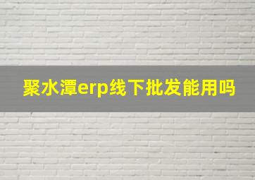 聚水潭erp线下批发能用吗