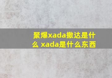 聚爆xada撒达是什么 xada是什么东西