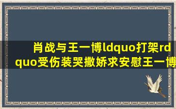 肖战与王一博“打架”受伤,装哭撒娇求安慰,王一博瞬间慌了