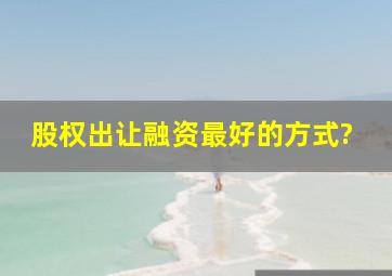 股权出让融资最好的方式?