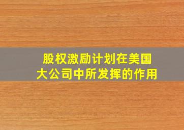 股权激励计划在美国大公司中所发挥的作用