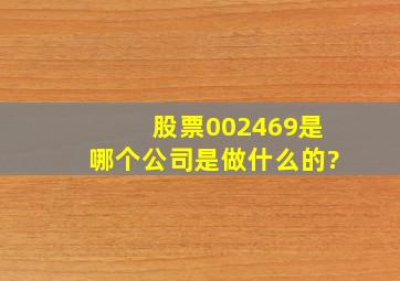 股票002469是哪个公司、是做什么的?