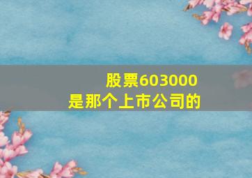 股票603000是那个上市公司的