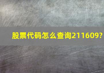 股票代码怎么查询211609?