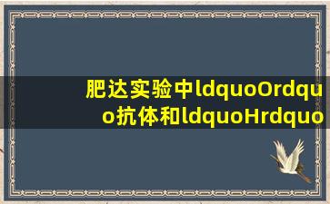 肥达实验中“O”抗体和“H”抗体分别是啥意思