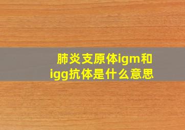 肺炎支原体igm和igg抗体是什么意思