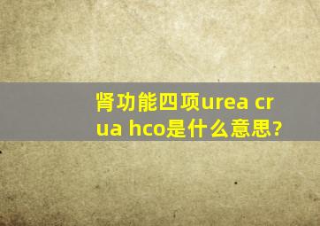 肾功能四项(urea cr ua hco是什么意思?
