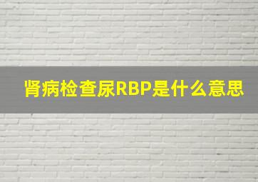 肾病检查尿RBP是什么意思