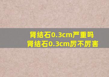 肾结石0.3cm严重吗 肾结石0.3cm厉不厉害