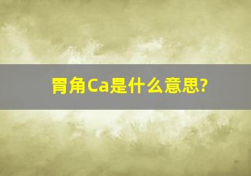 胃角Ca是什么意思?