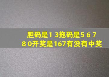 胆码是1 3拖码是5 6 7 8 0开奖是167有没有中奖