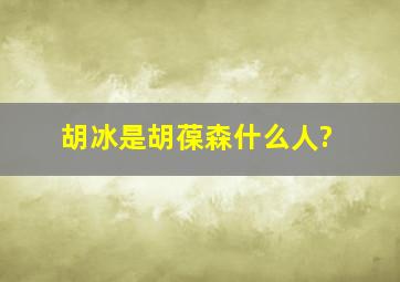 胡冰是胡葆森什么人?