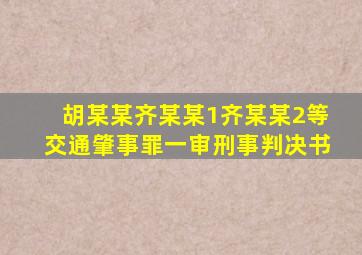 胡某某、齐某某1、齐某某2等交通肇事罪一审刑事判决书