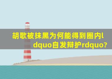 胡歌被抹黑,为何能得到圈内“自发辩护”?