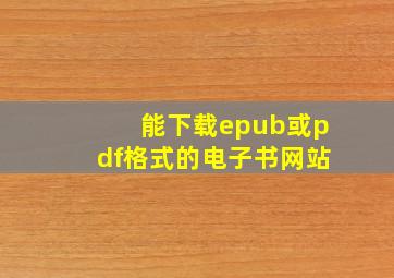 能下载epub或pdf格式的电子书网站