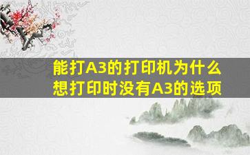 能打A3的打印机为什么想打印时没有A3的选项