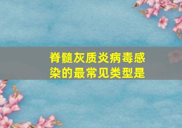 脊髓灰质炎病毒感染的最常见类型是()