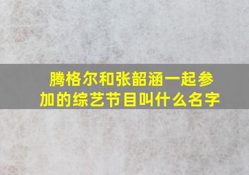 腾格尔和张韶涵一起参加的综艺节目叫什么名字