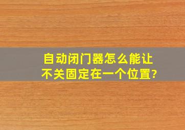 自动闭门器怎么能让不关固定在一个位置?